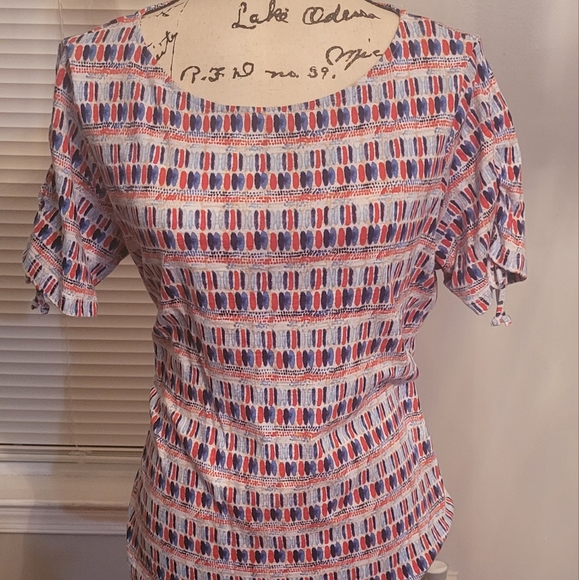 Rafaella Short Sleeve Shirt with ties on sleeve, Large - Picture 2 of 9